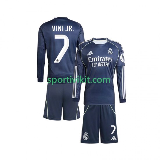 Completo da calcio Bambini Real Madrid Vinicius Junior 7 Maglia Seconda 2025-2026 Manica Lunga