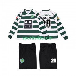 Completo da calcio Bambini Sporting CP Cristiano Ronaldo 28 Retro 2001 2003 Maglia Prima Manica Lunga